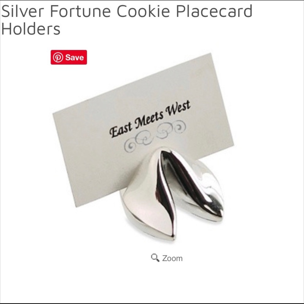 8 pc set silver fortune cookie place card holders